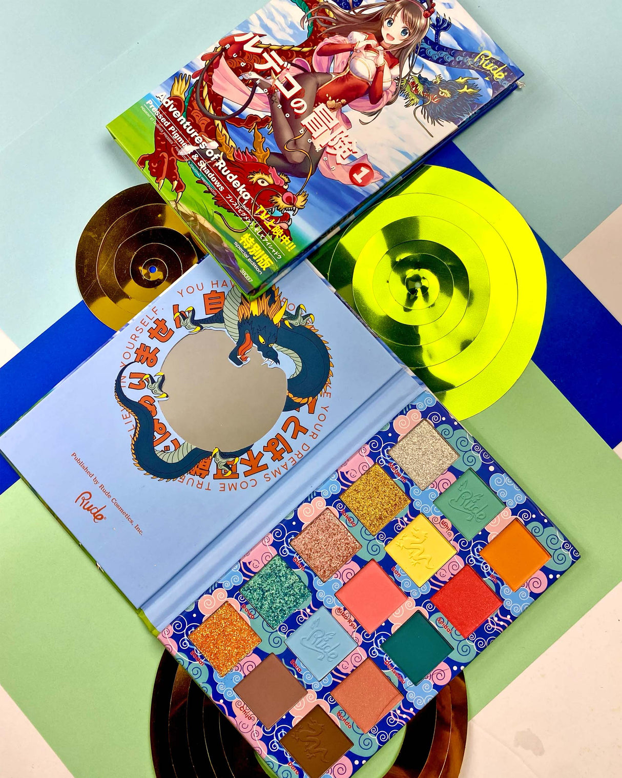 Manga Collection Pressed Pigments & Shadows Palette - Adventures of Rudeko from Rude Cosmetics