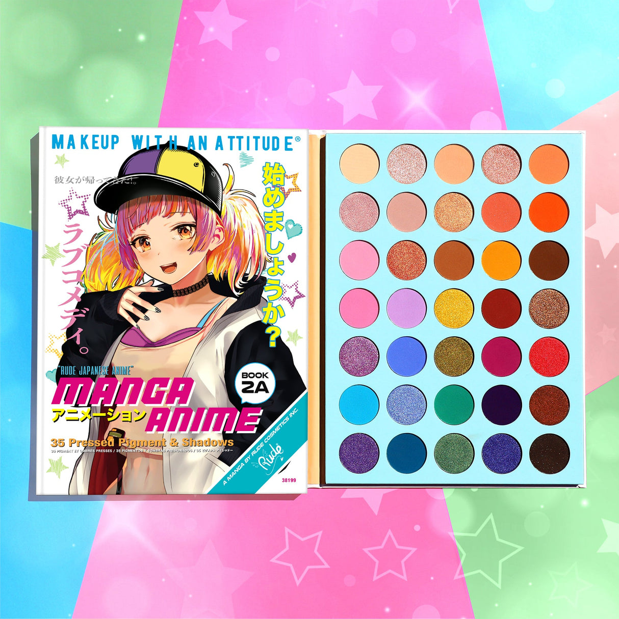 Manga Anime 35 Pressed Pigment & Shadows Book 2A from Rude Cosmetics