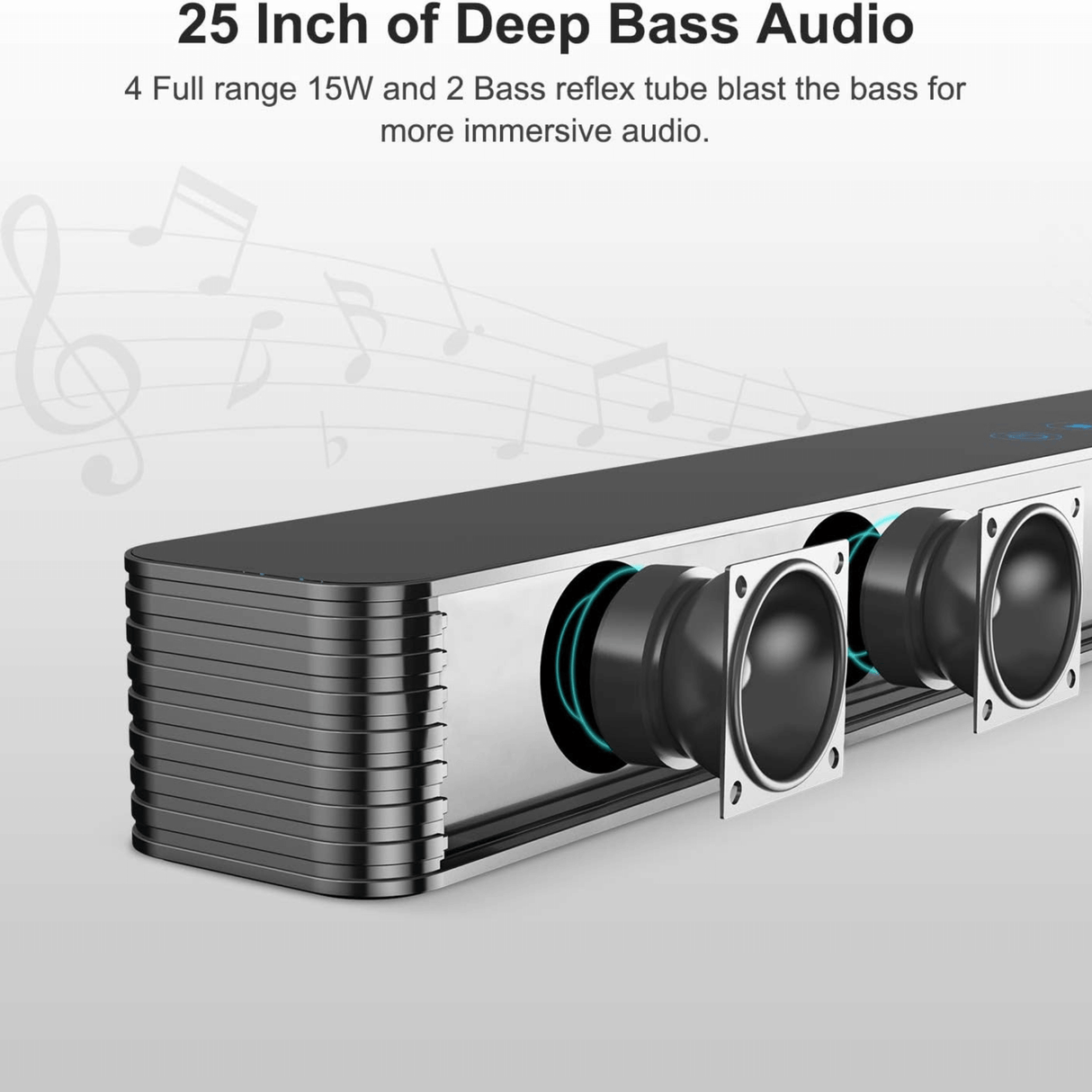 Norcent KB2020 Black Mamba Series 25" 120W Bluetooth Sound Bar with Sub-Woofer from Jupiter Gear Home