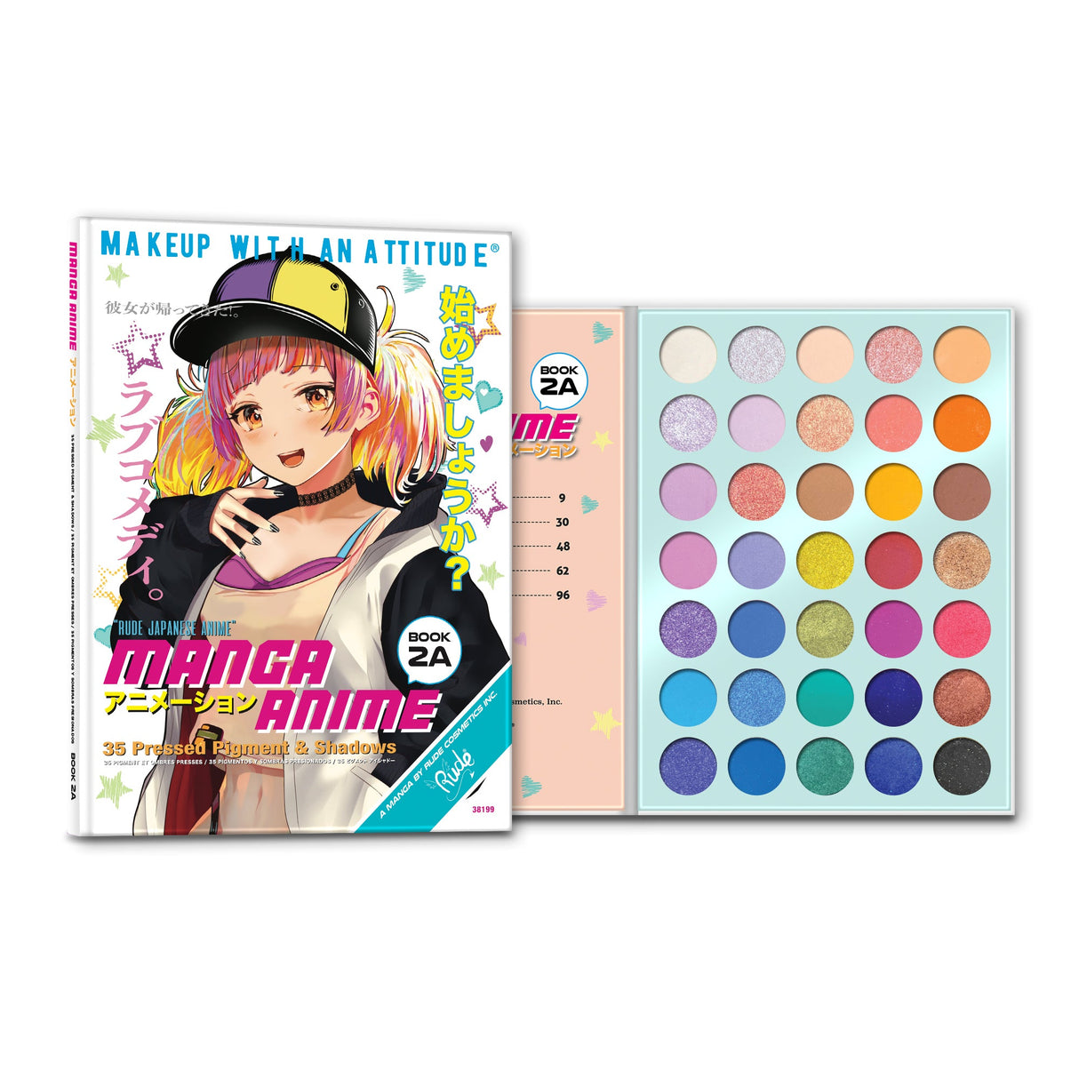 Manga Anime 35 Pressed Pigment & Shadows Book 2A from Rude Cosmetics