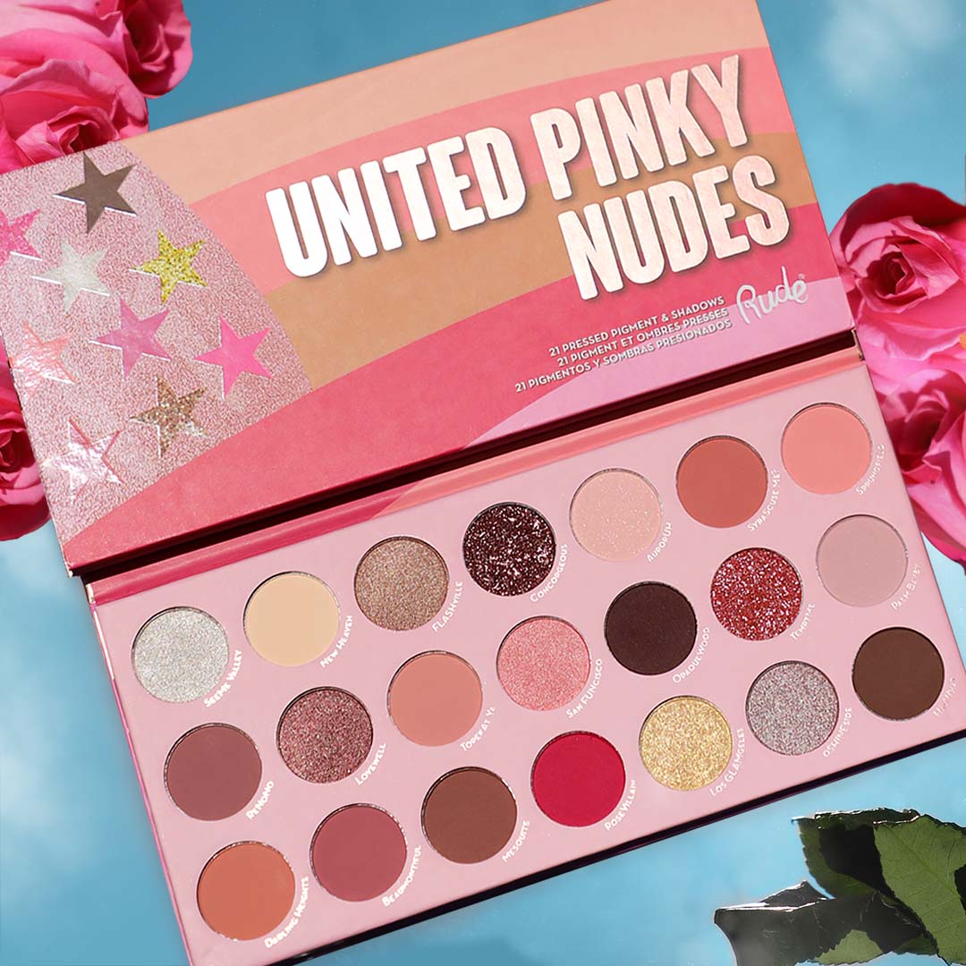 United Pinky Nudes - 21 Pressed Pigment & Shadows Palette from Rude Cosmetics
