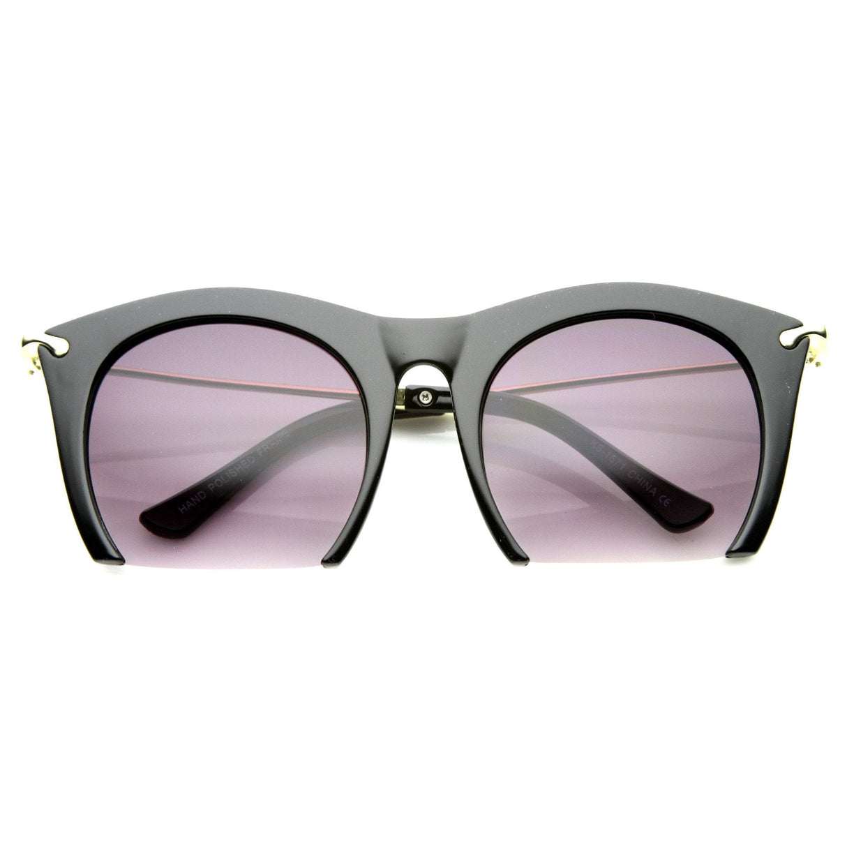 Trendy Women's Fashion Half Frame Cat Eye Sunglasses 9651 from zeroUV