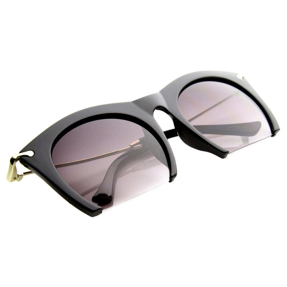 Trendy Women's Fashion Half Frame Cat Eye Sunglasses 9651 from zeroUV