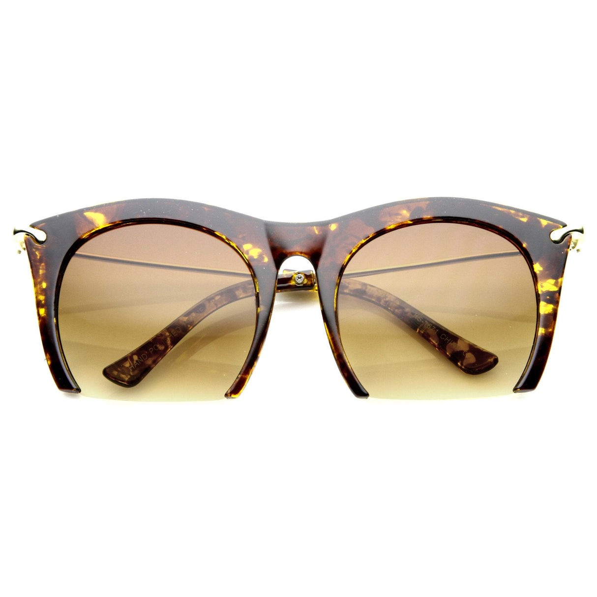 Trendy Women's Fashion Half Frame Cat Eye Sunglasses 9651 from zeroUV