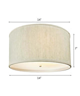 Moderne 14"W Flush Mount Conversion Kit  Textured Oatmeal Hardback Drum Lampshade From LampsUSA