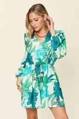 Double Take Full Size Floral Long Sleeve Romper with Pockets from Enfance-Heureuse