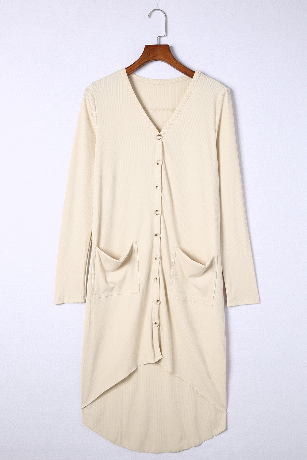 Apricot V-Neck Button-Up Cardigan with Pockets from MsDressly