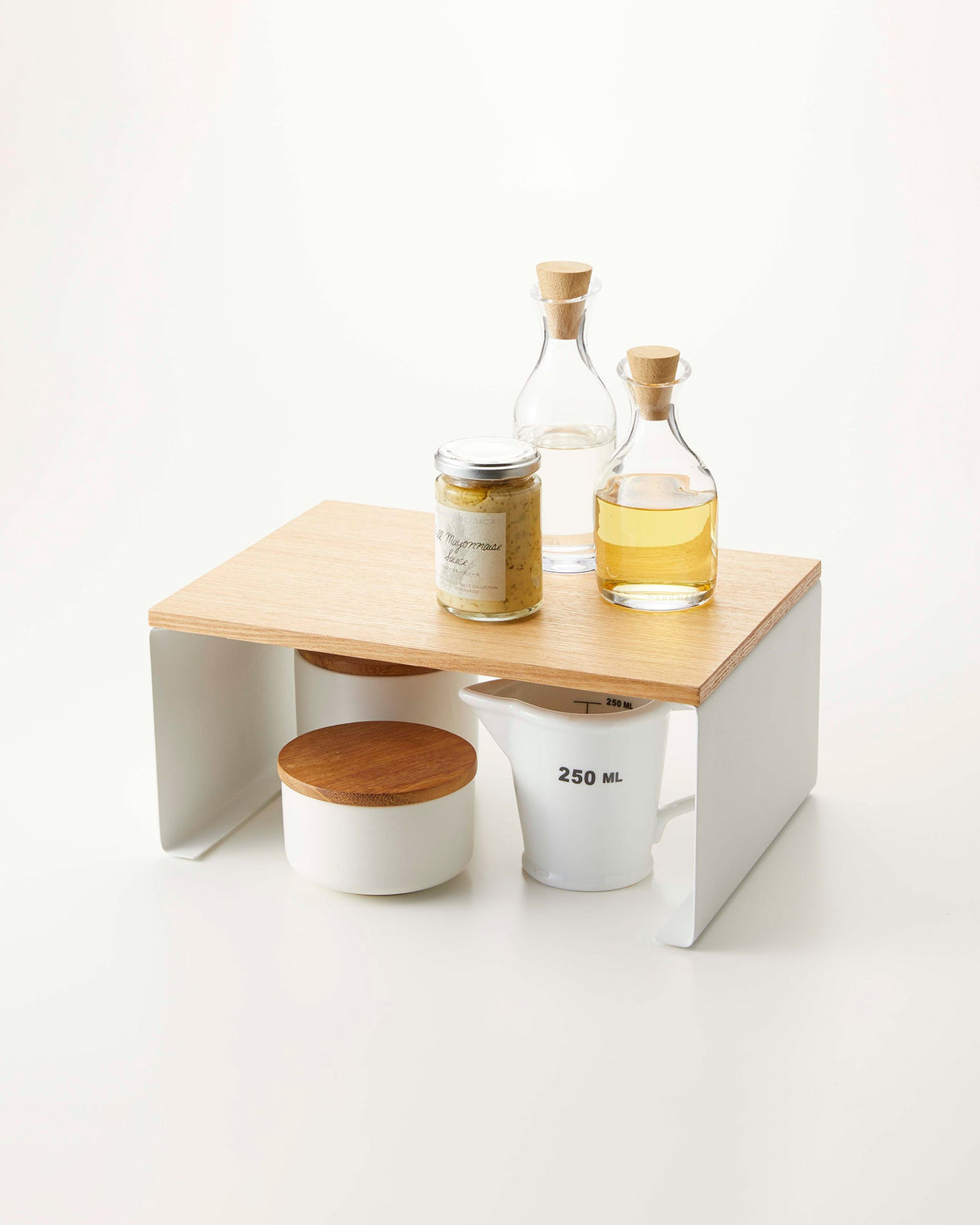 Stackable Countertop Shelf - Two Sizes - Steel + Wood from Yamazaki Home