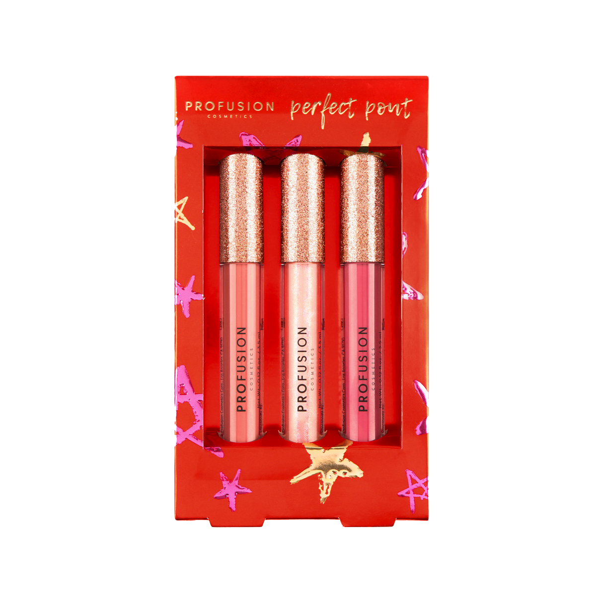 Crimson Perfect Pout – 3-Piece Lip Gloss Set from Profusion Cosmetics