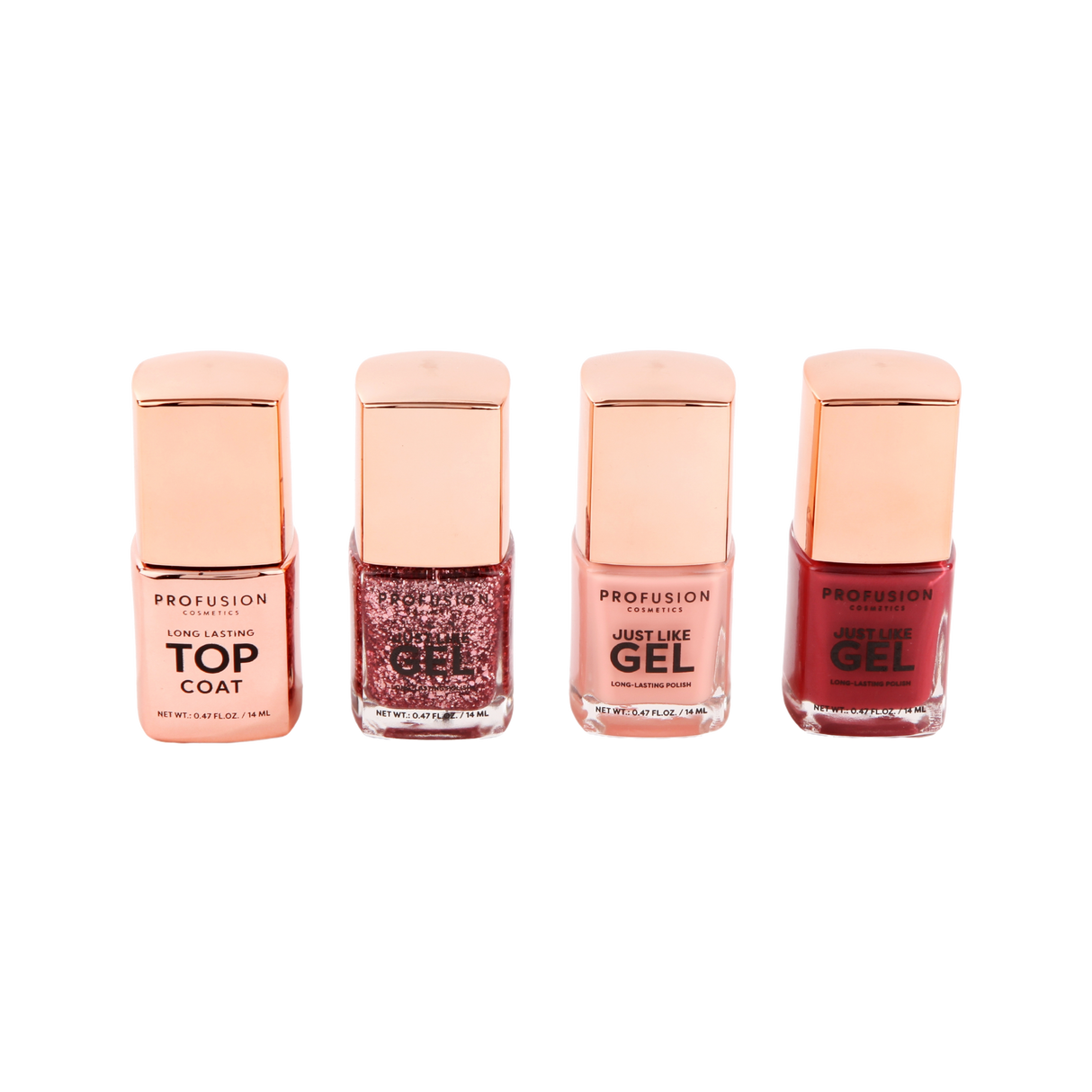 Crimson Gel Nails – 4-Piece Nail Polish Set with Top Coat from Profusion Cosmetics