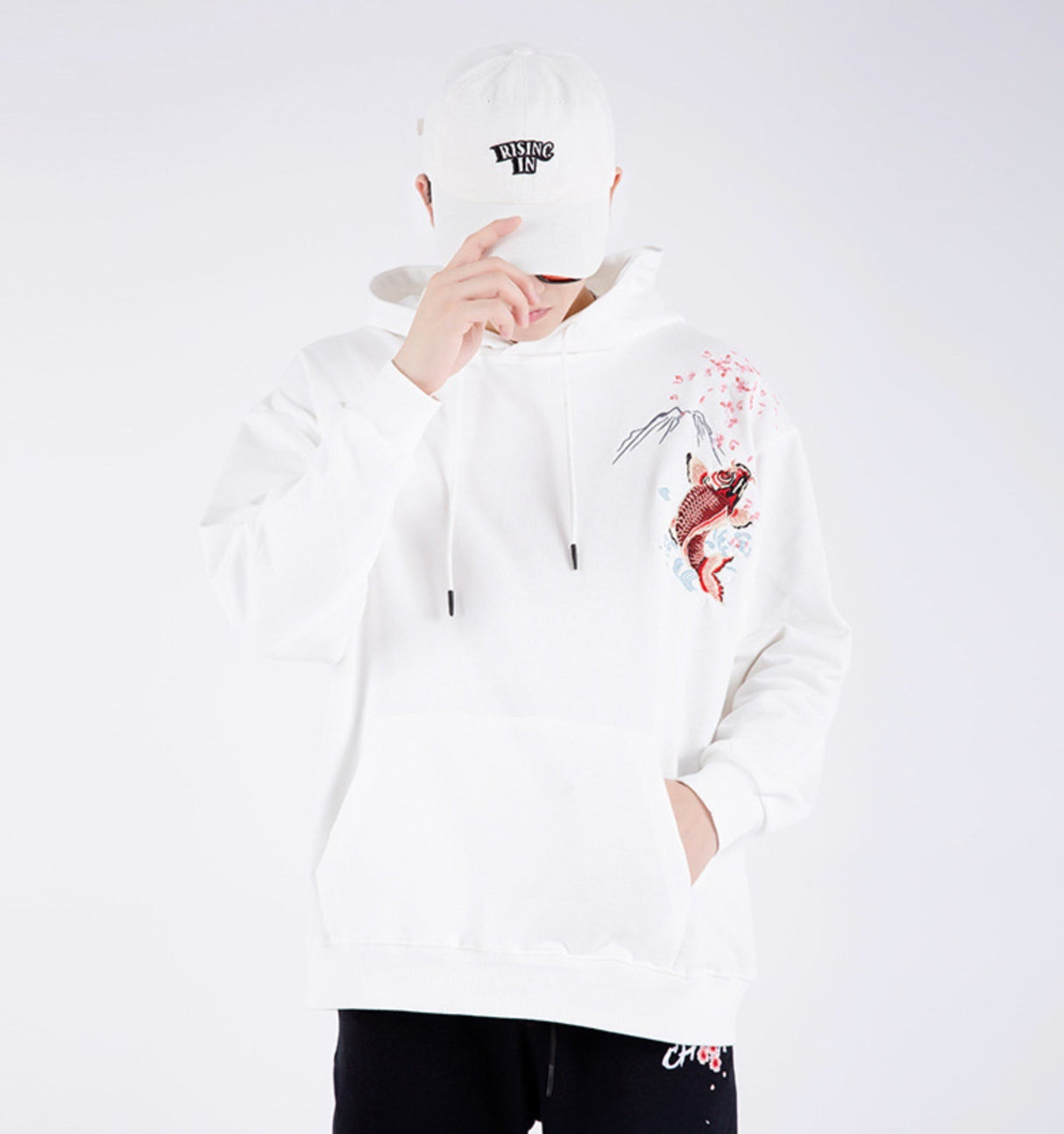 Dancing Fish Embroidery Hoodie from Niepce Inc