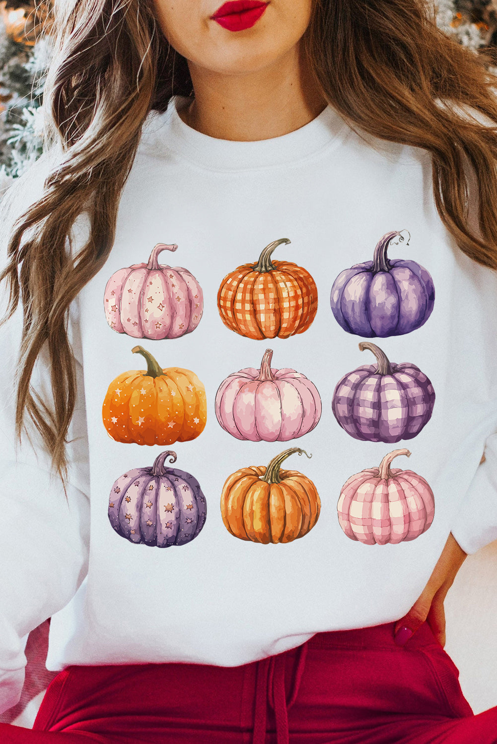 Beige Thanksgiving Halloween Pumpkin Graphic Pullover Sweatshirt from MsDressly