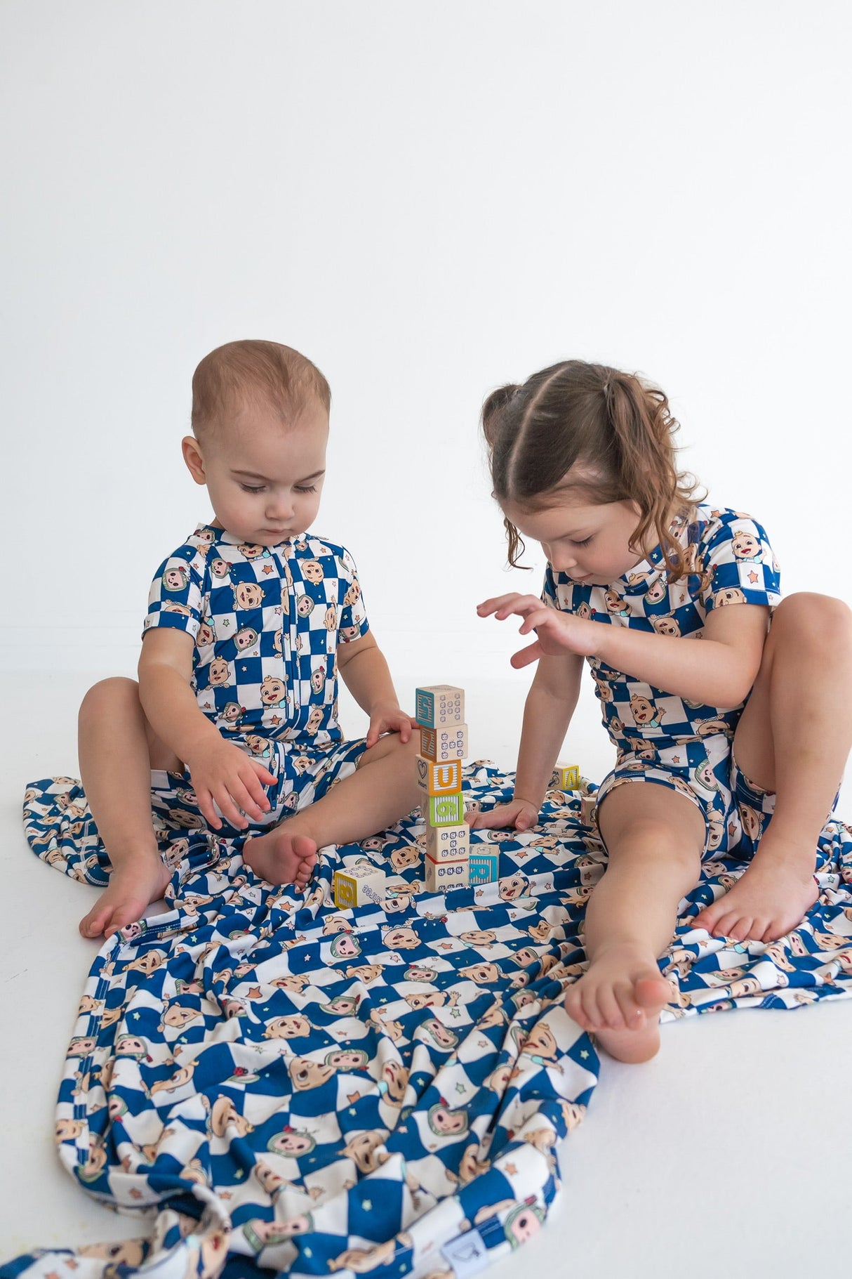 Dream Big Little Co x CoComelon JJ STARRY NIGHT CHECKERS DREAM SHORT SET from DREAM BIG LITTLE CO