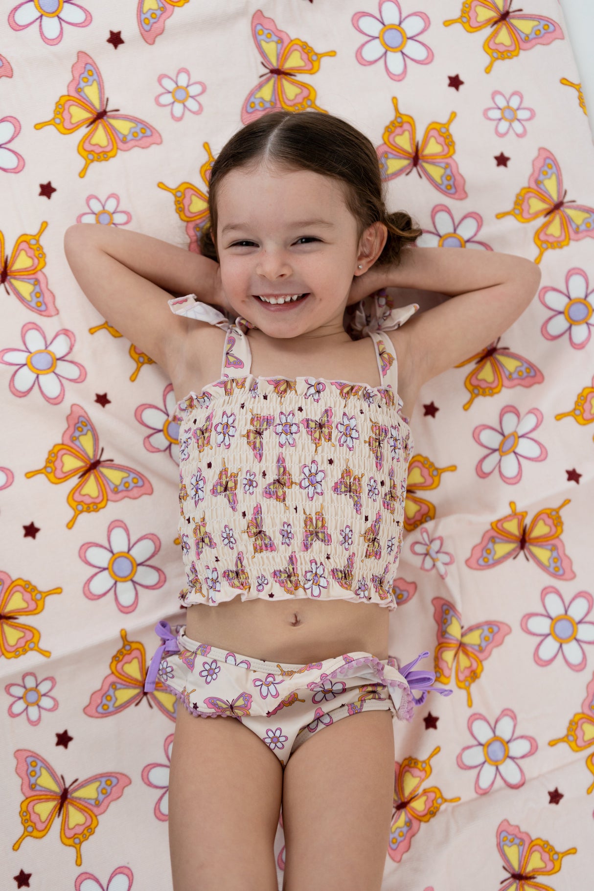 BLOSSOMIN’ BUTTERFLY DREAM SMOCKED TANKINI TWO PIECE SWIM SUIT from DREAM BIG LITTLE CO