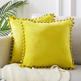Velvet Pom Pom Cushion Covers from Moderny