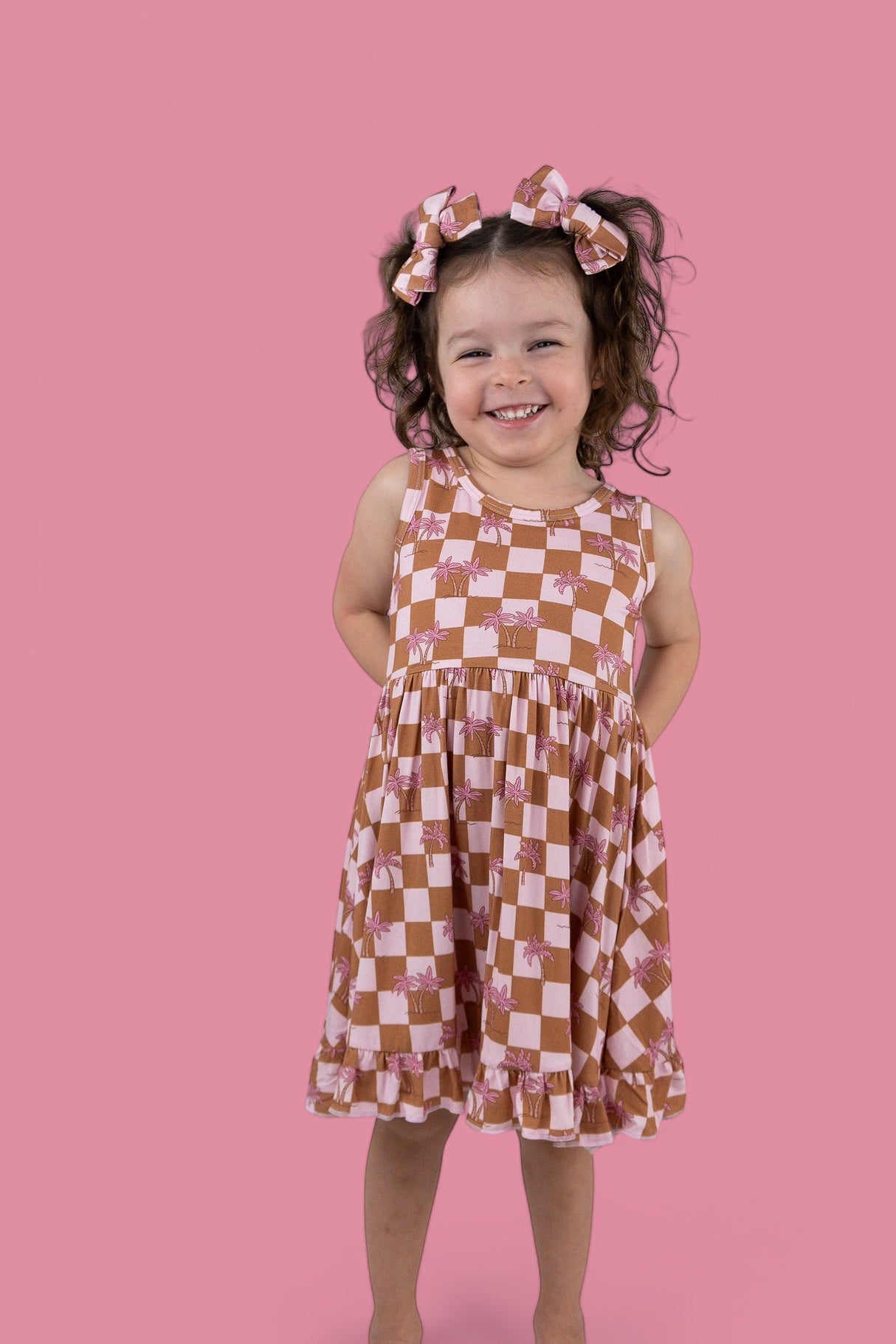 EXCLUSIVE SUNSET BEACH CHECKERS TANK DREAM RUFFLE DRESS from DREAM BIG LITTLE CO