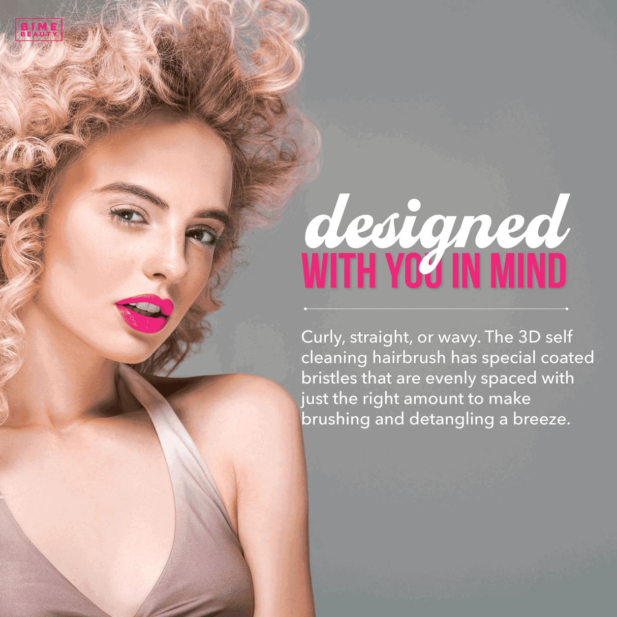 Self-cleaning 3D Deluxe Rectangular Hair Brush From BimeBeauty