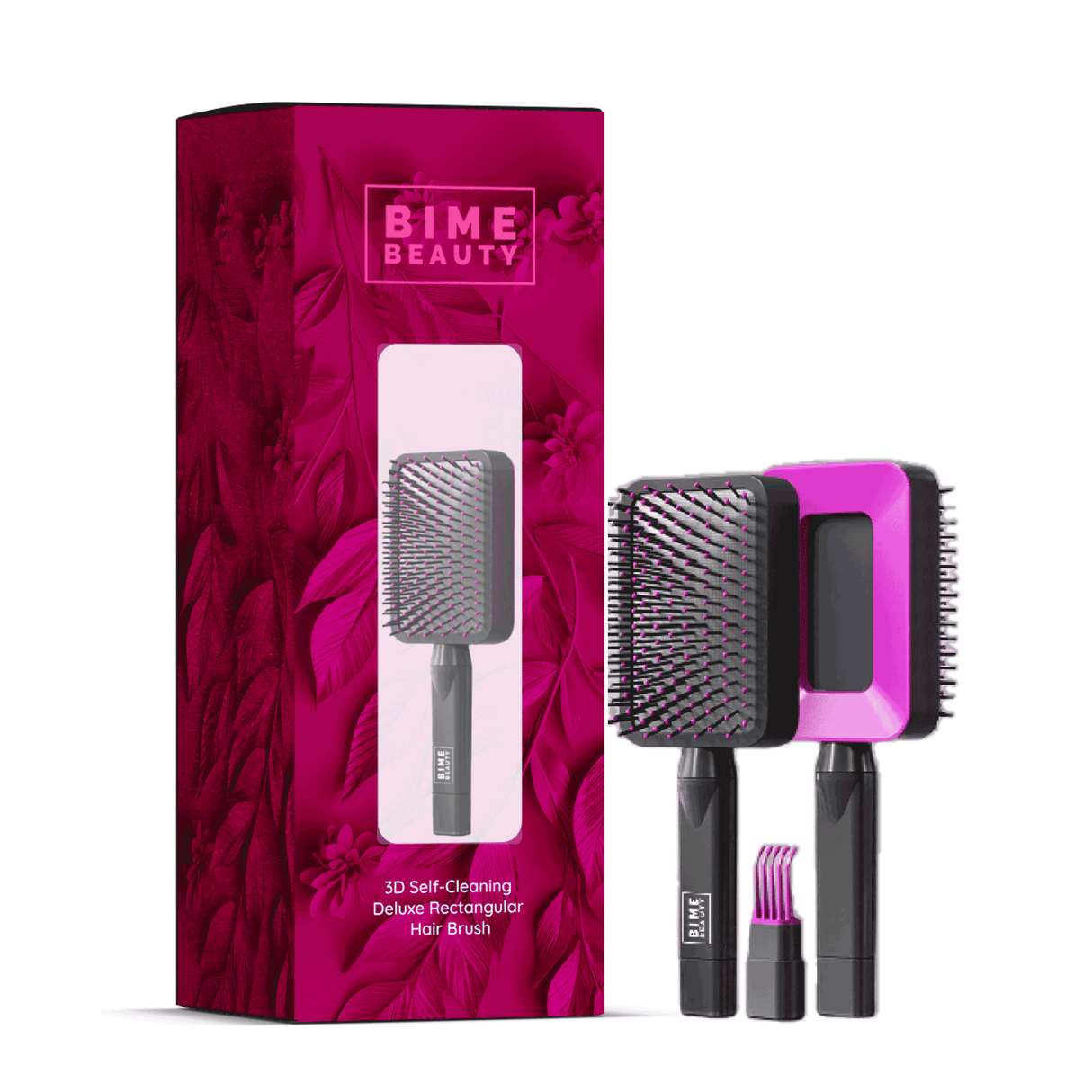 Self-cleaning 3D Deluxe Rectangular Hair Brush From BimeBeauty