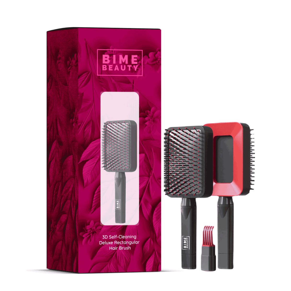 Self-cleaning 3D Deluxe Rectangular Hair Brush From BimeBeauty