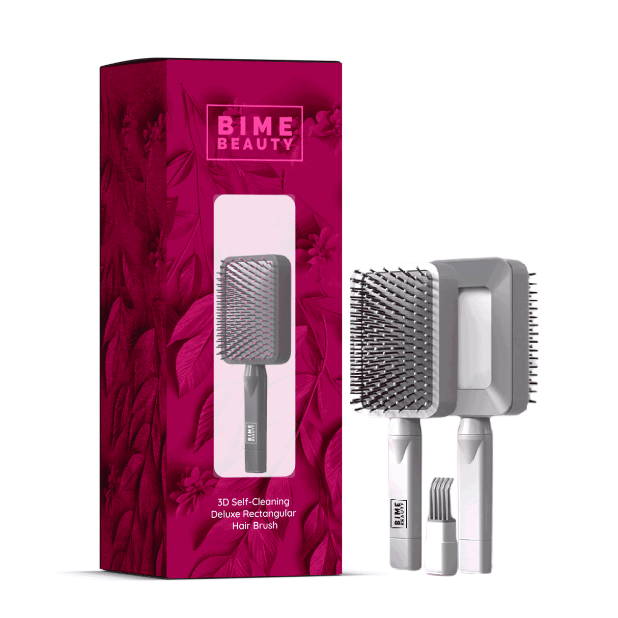 Self-cleaning 3D Deluxe Rectangular Hair Brush From BimeBeauty