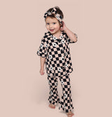 RETRO DAISY CHECKS SHORT SLEEVE DREAM GIRL'S FLARE SET from DREAM BIG LITTLE CO