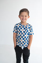 Dream Big Little Co x CoComelon JJ STARRY NIGHT CHECKERS DREAM POCKET TEE from DREAM BIG LITTLE CO