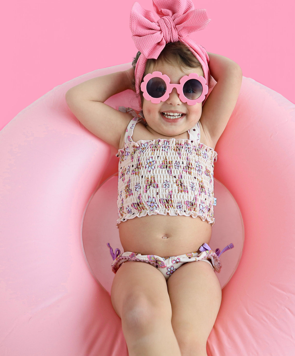 BLOSSOMIN’ BUTTERFLY DREAM SMOCKED TANKINI TWO PIECE SWIM SUIT from DREAM BIG LITTLE CO