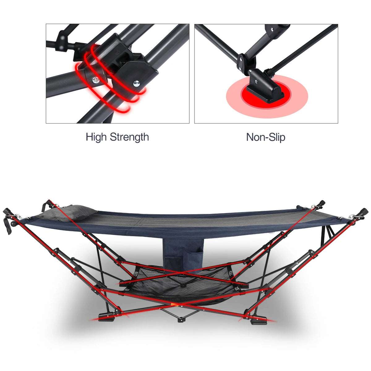 Freestanding Portable Hammock with Stand for Outdoor Yard Beach, 300lbs Capacity From Redcamp