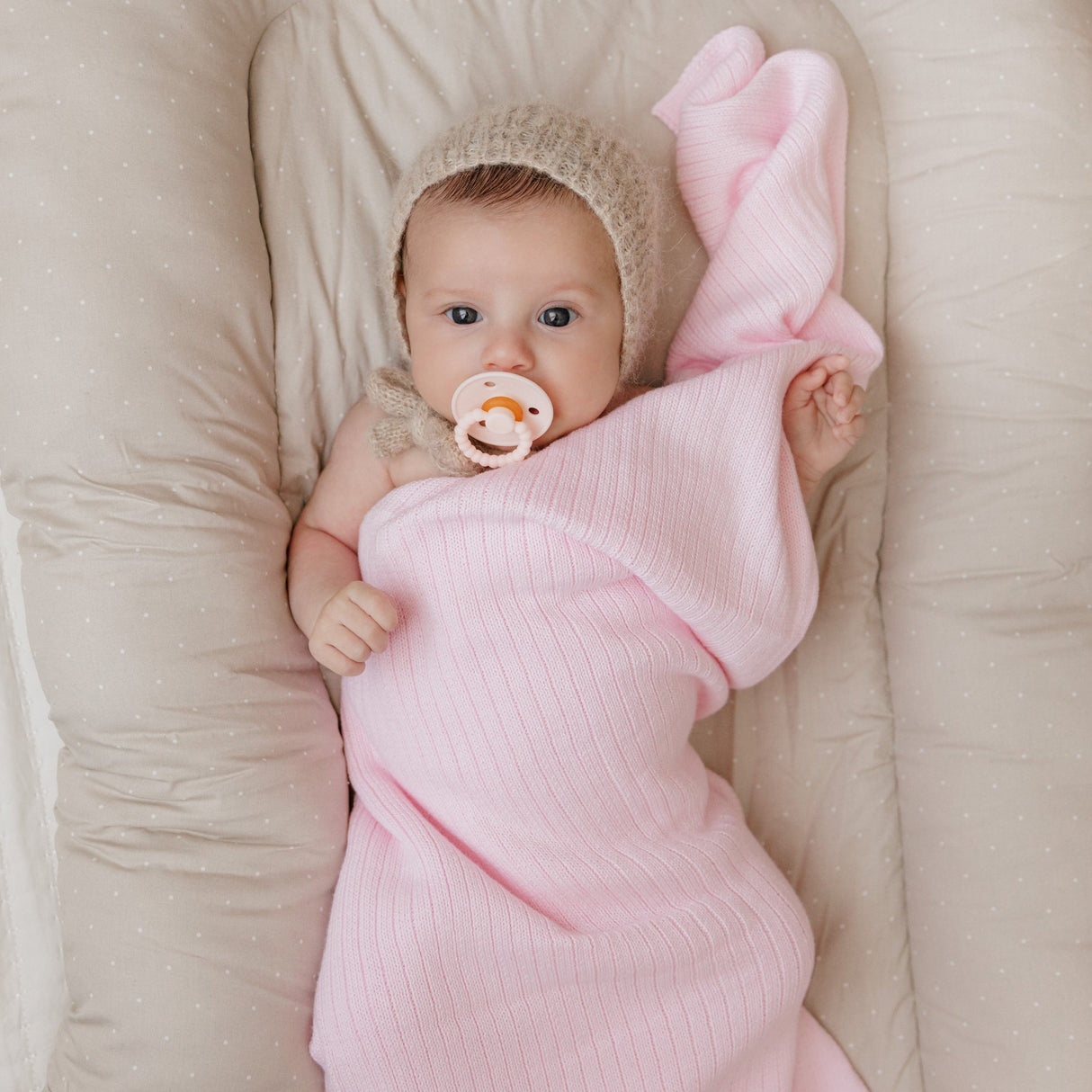 Organic Ribbed Knit Cotton Baby Blanket from Bleu La La