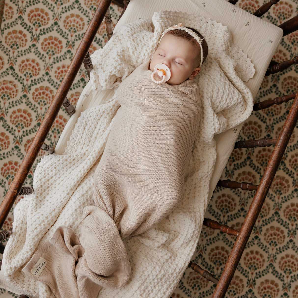 Organic Ribbed Knit Cotton Baby Blanket from Bleu La La