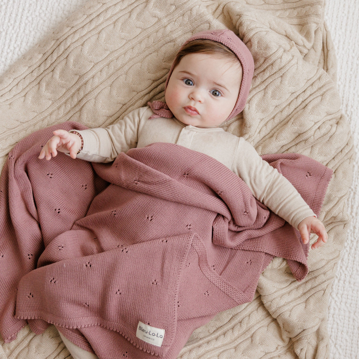 Organic Pointelle Luxury Knit Swaddle Blanket from Bleu La La