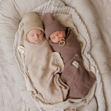 Luxe Collection 100% Organic Cotton Luxury Knit Baby Blanket + Hat Set with Gift Box from Bleu La La