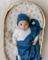 Luxe Collection 100% Organic Cotton Luxury Knit Baby Blanket + Hat Set with Gift Box from Bleu La La