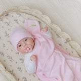 Luxe Collection 100% Organic Cotton Luxury Knit Baby Blanket + Hat Set with Gift Box from Bleu La La