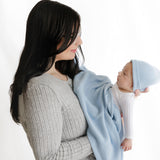 Luxe Collection 100% Organic Cotton Luxury Knit Baby Blanket + Hat Set with Gift Box from Bleu La La
