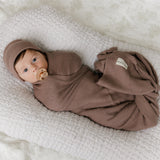 Luxe Collection 100% Organic Cotton Luxury Knit Baby Blanket + Hat Set with Gift Box from Bleu La La