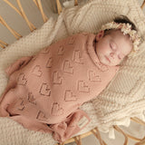 100% Cotton Luxury Knit Heart Swaddle Baby Blanket from Bleu La La
