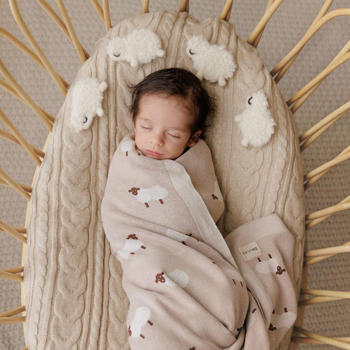 Sheep Knit Receiving Baby Blanket from Bleu La La