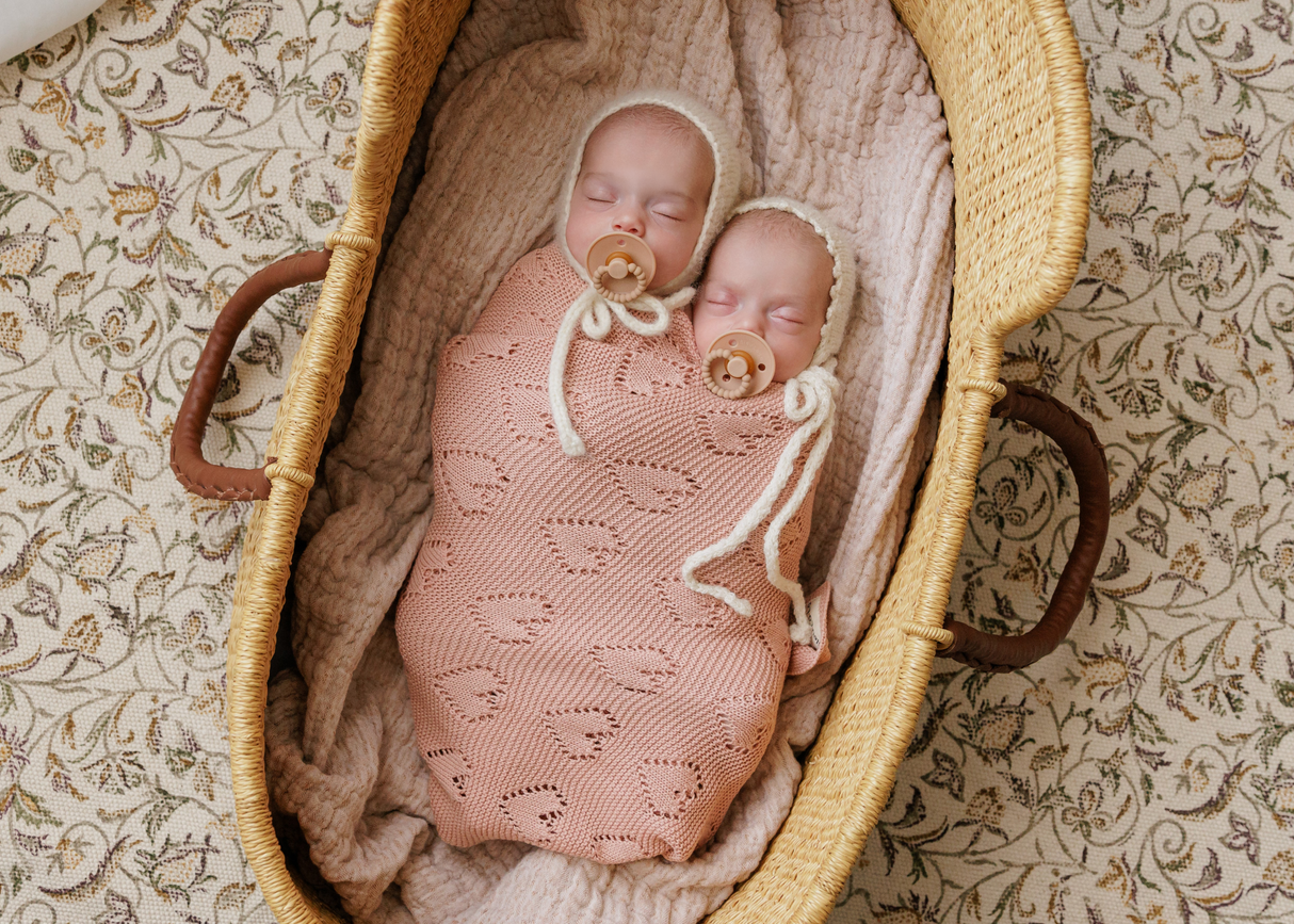 100% Cotton Luxury Knit Heart Swaddle Baby Blanket from Bleu La La