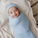 Organic Ribbed Knit Cotton Baby Blanket from Bleu La La