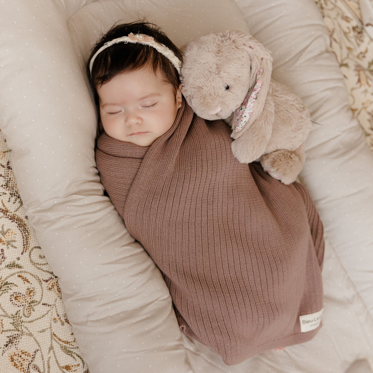 Organic Ribbed Knit Cotton Baby Blanket from Bleu La La