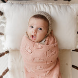 100% Cotton Luxury Knit Heart Swaddle Baby Blanket from Bleu La La