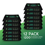 12 Pack of Flushable Man Wipes (1200 Mint Scented Wipes) from Pursonic