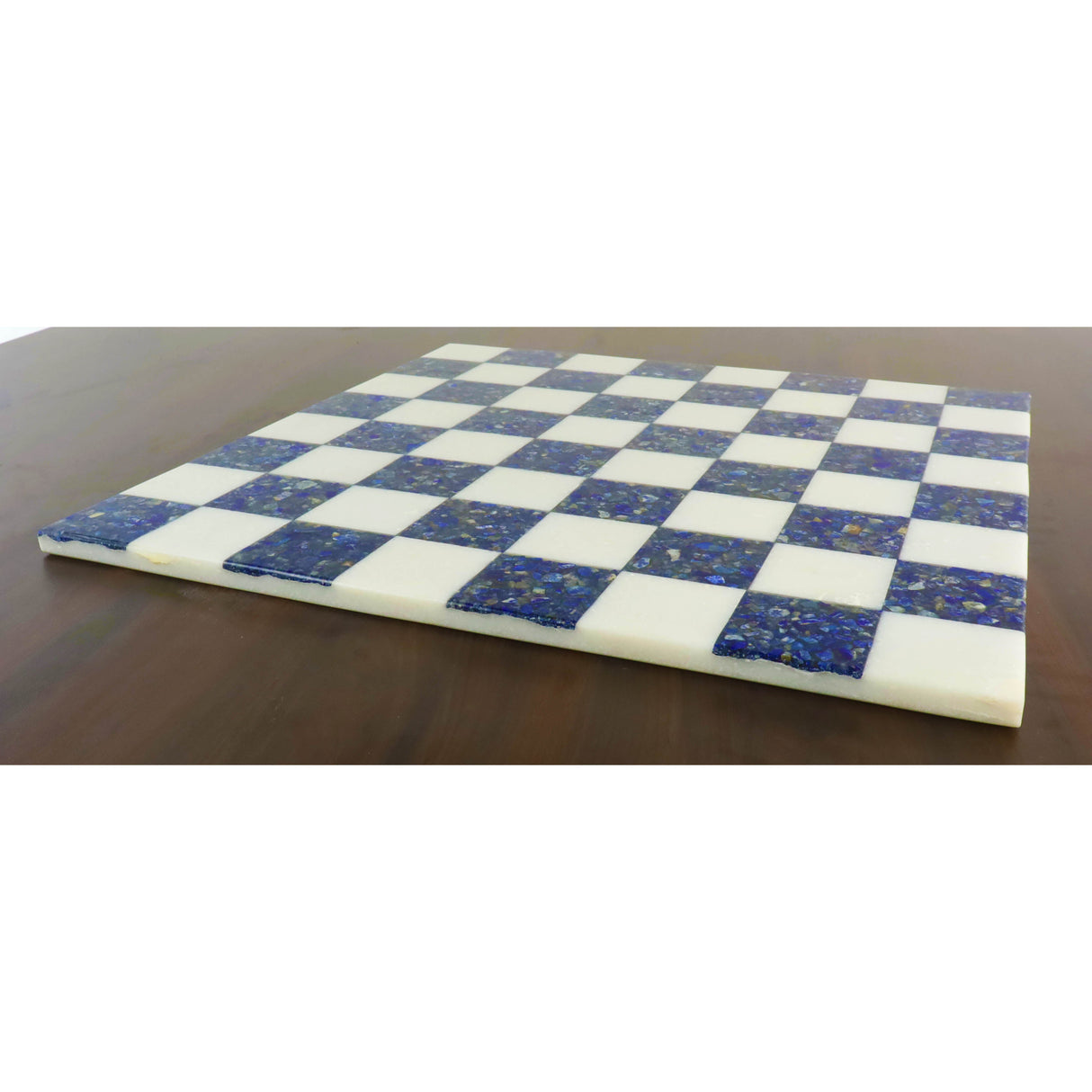 Borderless Marble Stone Luxury Chess Board 18'' - Lapis lazuli Blue and White From Royal Chess Mall