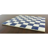 Borderless Marble Stone Luxury Chess Board 18'' - Lapis lazuli Blue and White From Royal Chess Mall