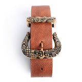 Brown Leather Belt with Brass Buckle & Tip from Norse Tradesman