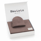 Luxe Collection 100% Organic Cotton Luxury Knit Baby Blanket + Hat Set with Gift Box from Bleu La La