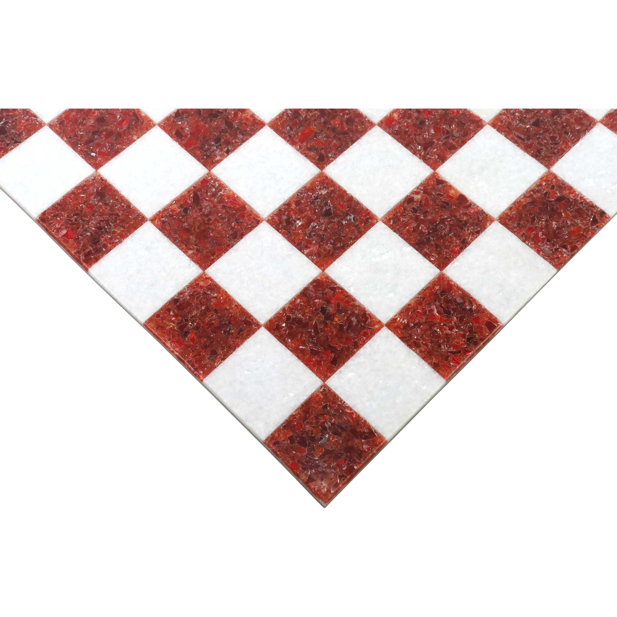 Borderless Marble Stone Luxury Chess Board 18'' - Red and White  From Royal Chess Mall