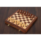 2 in 1 Magnetic Travel Chess & Backgammon set in Golden Rosewood - 10 inches from Royal Chess Mall