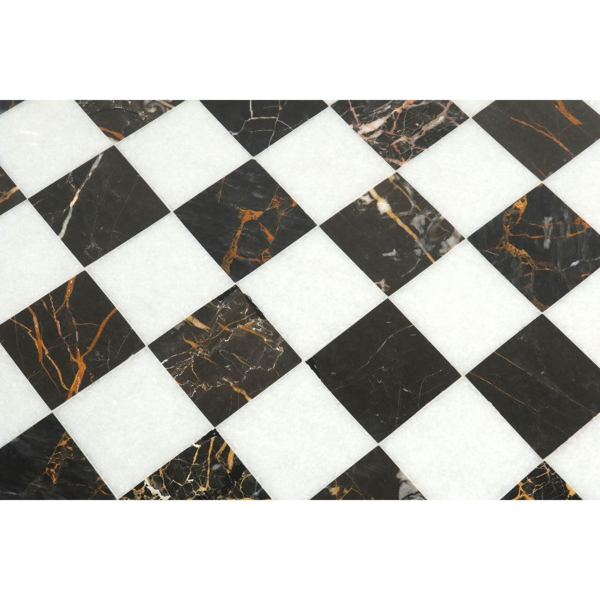 Borderless Marble Stone Luxury Chess Board 18''  -  Black and White Marble Stone From Royal Chess Mall